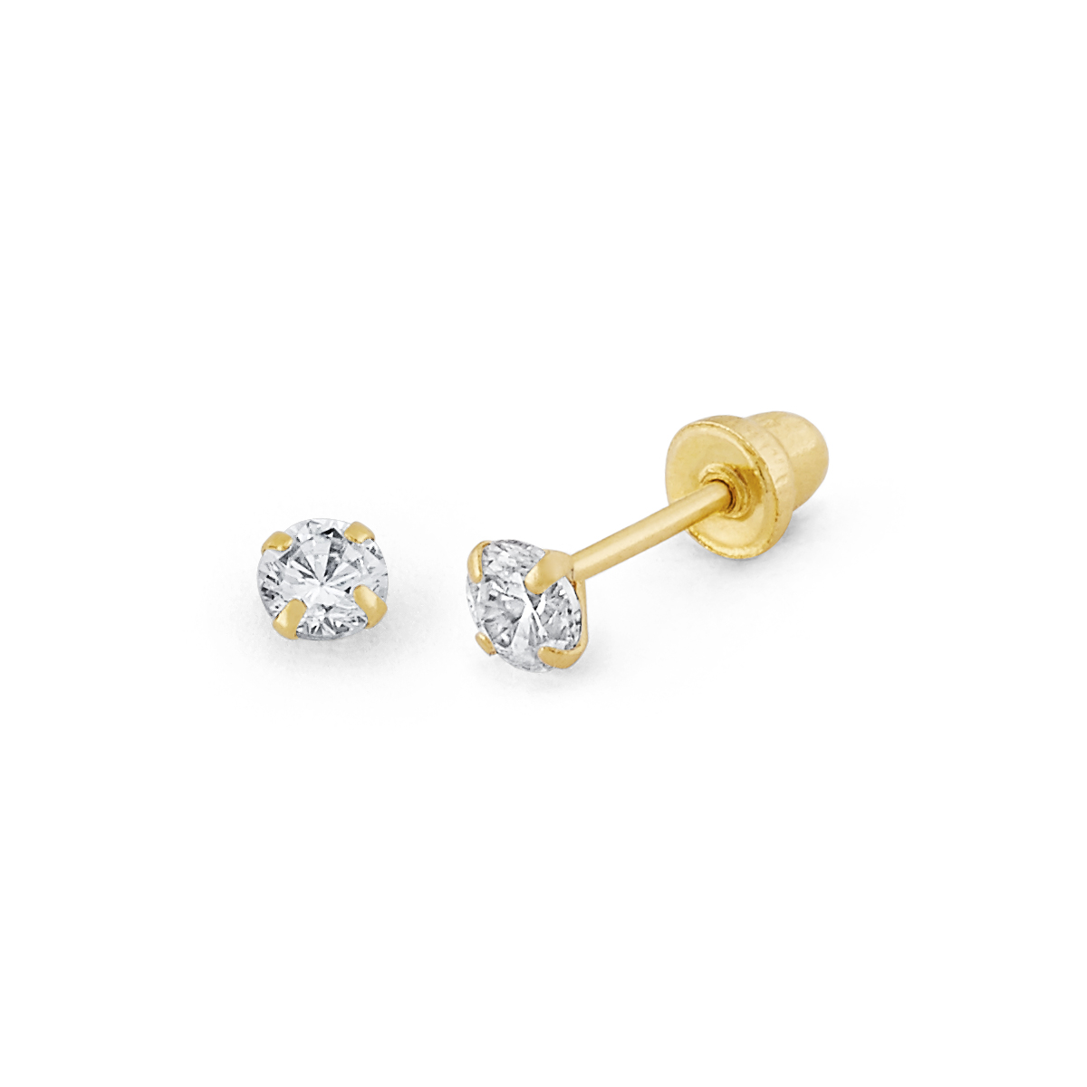 Petite Round CZ Screwback Stud