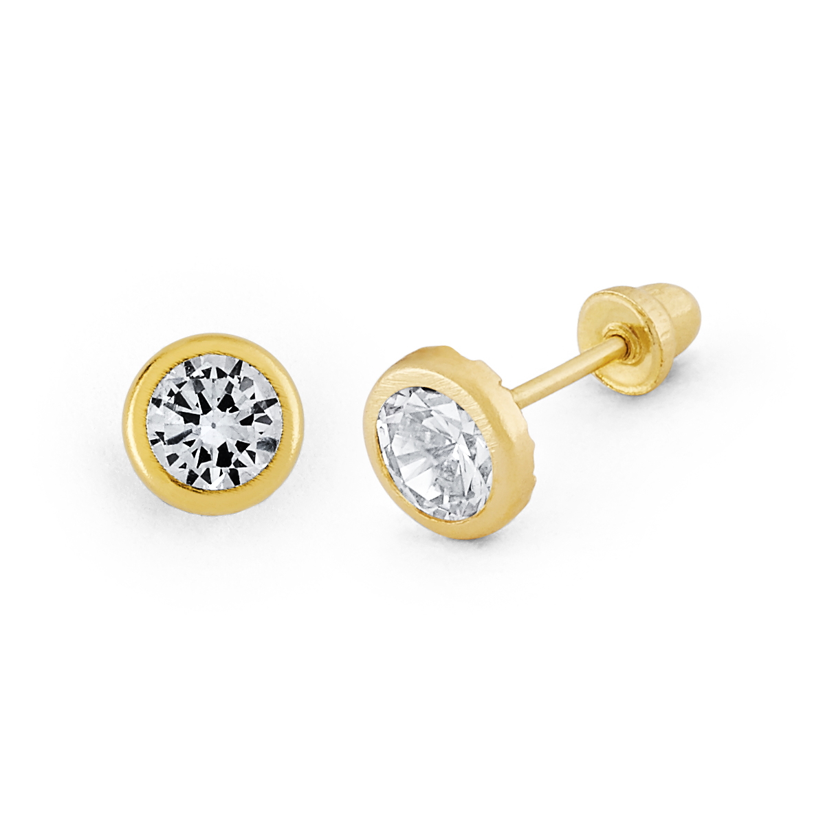 Large Round BezelSet CZ Stud
