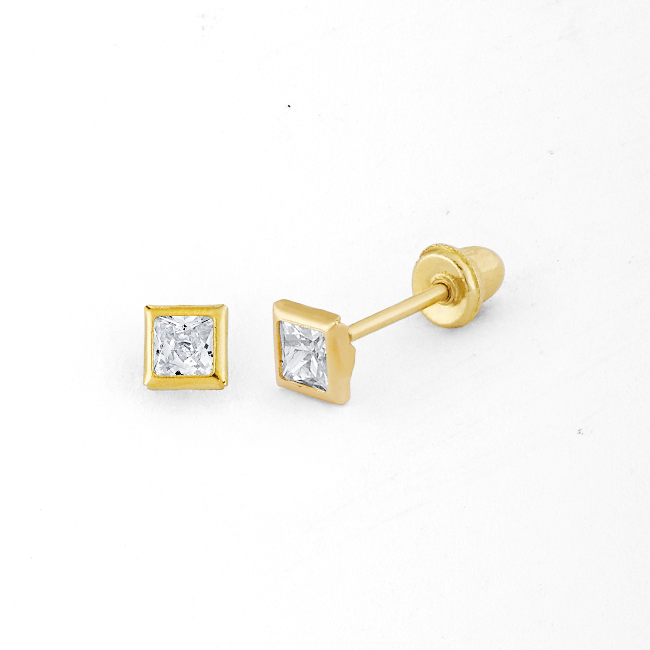 Small Square BezelSet CZ Stud
