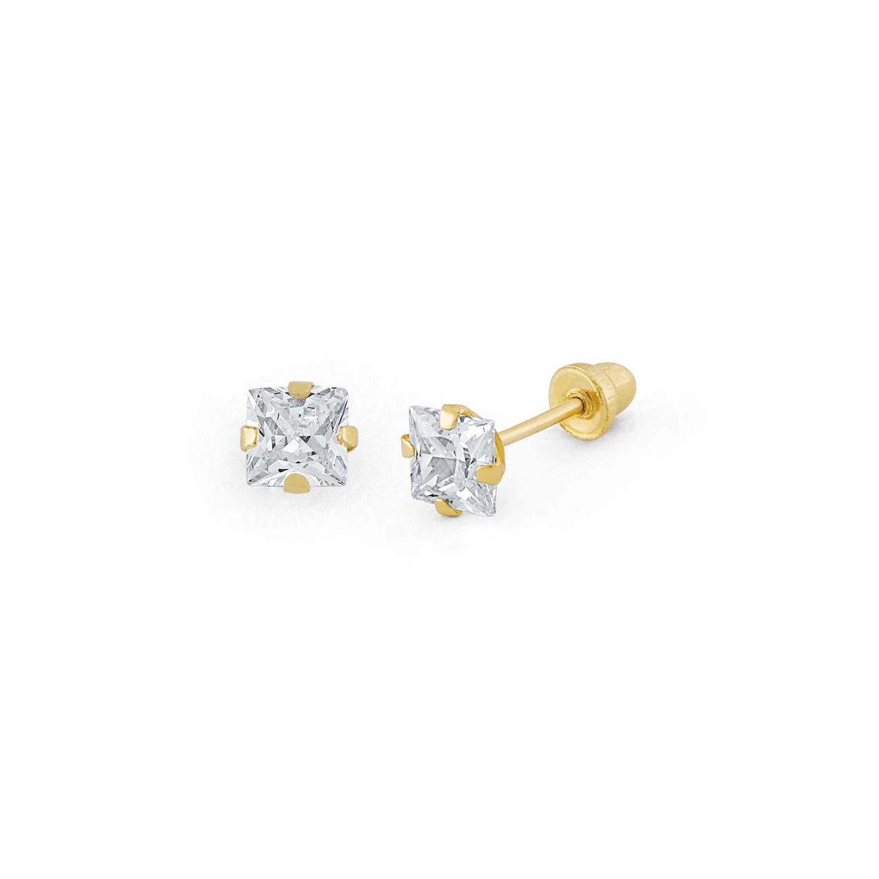 Small Princesscut CZ Screwback Stud