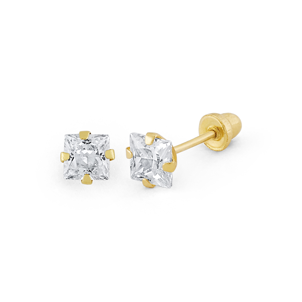Medium Princesscut CZ Screwback Stud