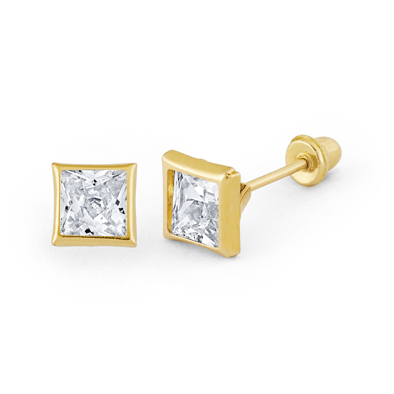 Large Square BezelSet CZ Stud