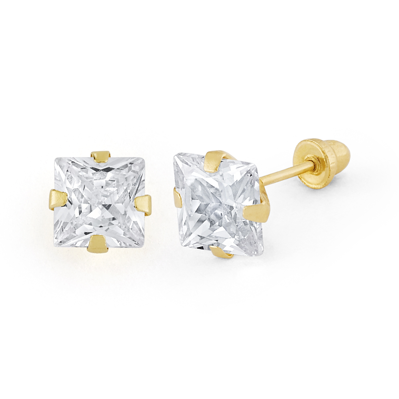 ExtraLarge Princesscut CZ Screwback Stud