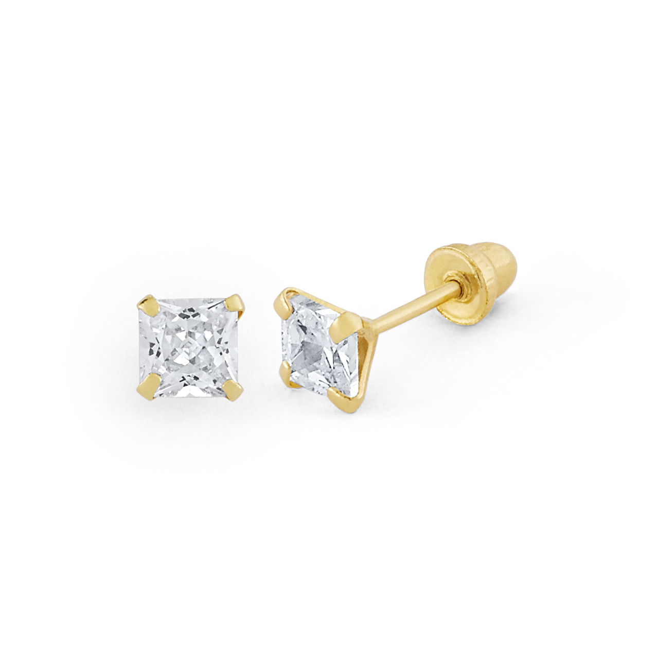 Square CZ Screwback Stud