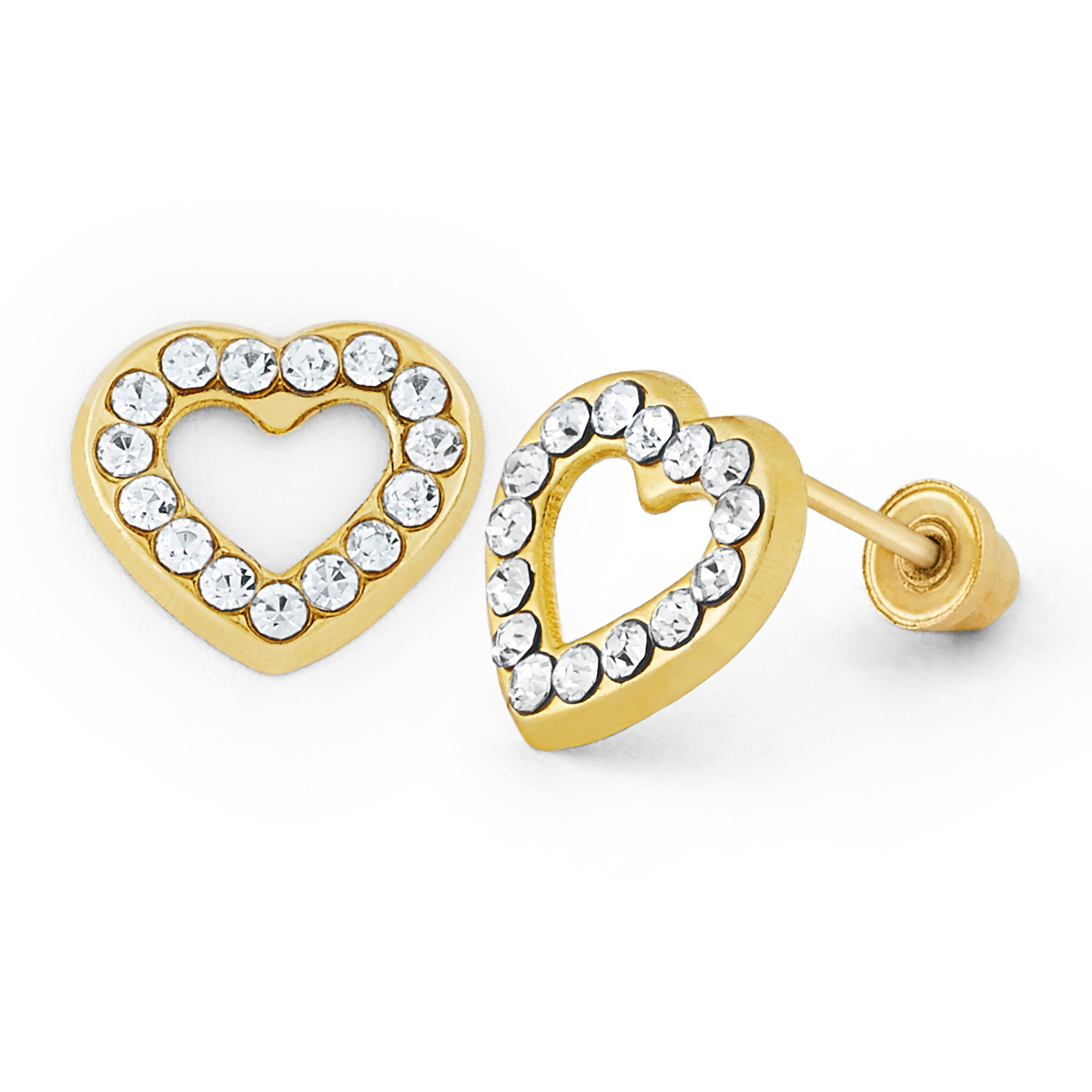 Large Pavé Open Heart CZ Stud