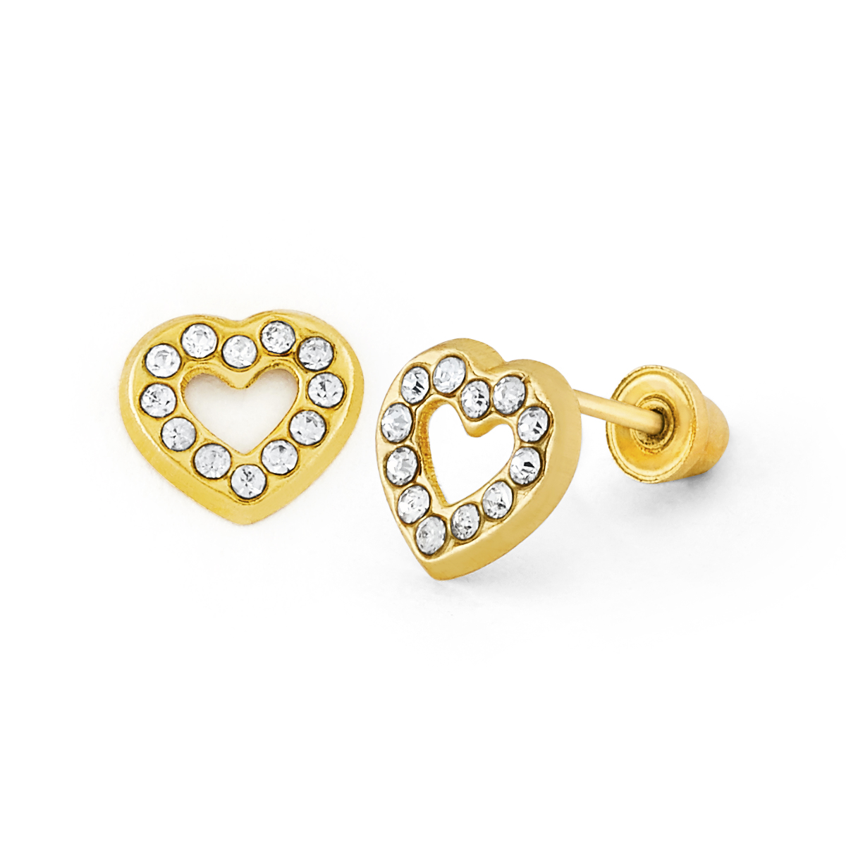 Small Pavé Open Heart CZ Stud