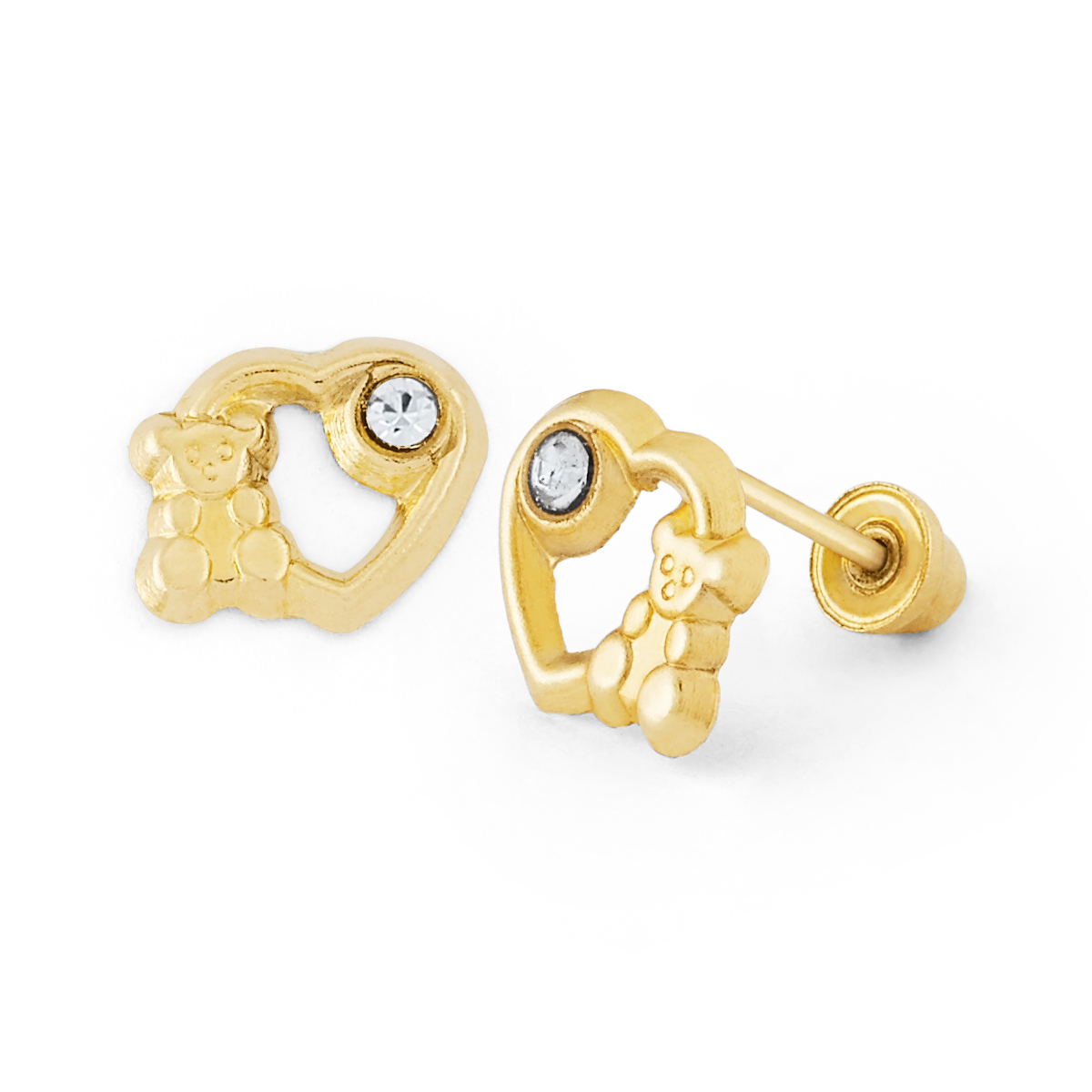 Open Heart Flower CZ Stud