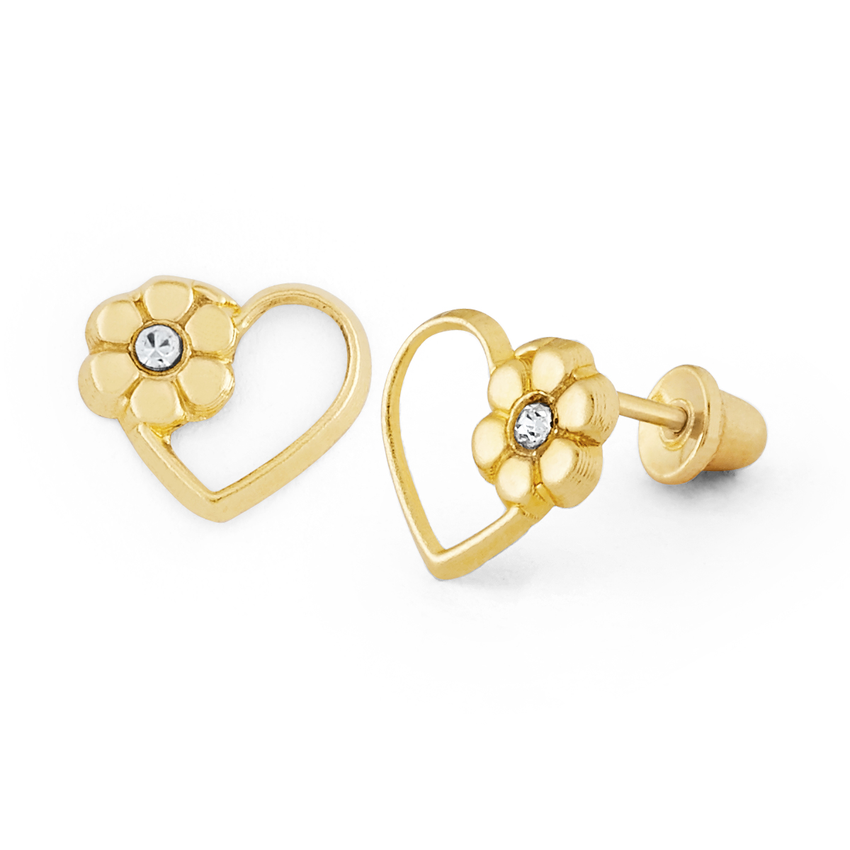 Open Heart Swirl CZ Stud