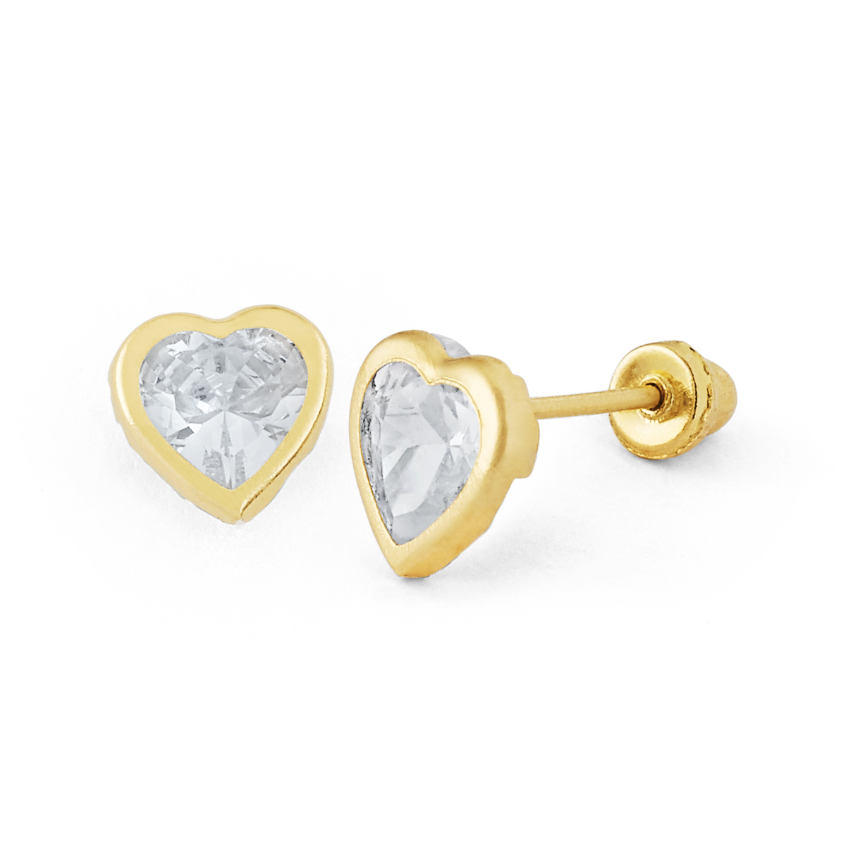 Large Heart BezelSet CZ Stud
