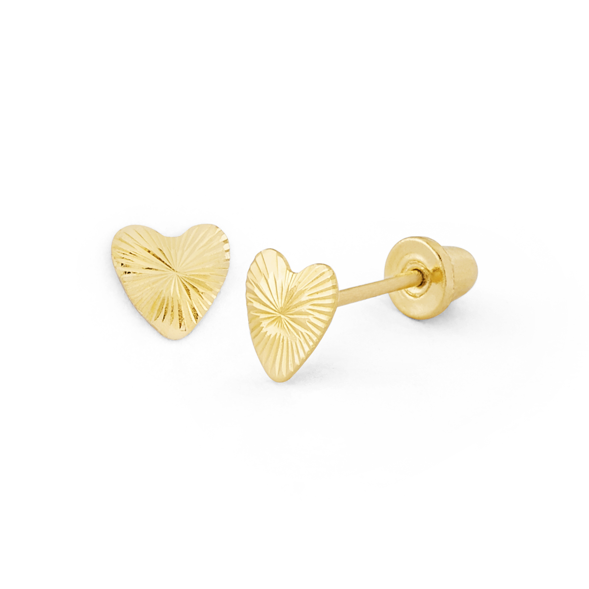 Small Sunburst Textured Gold Heart Stud