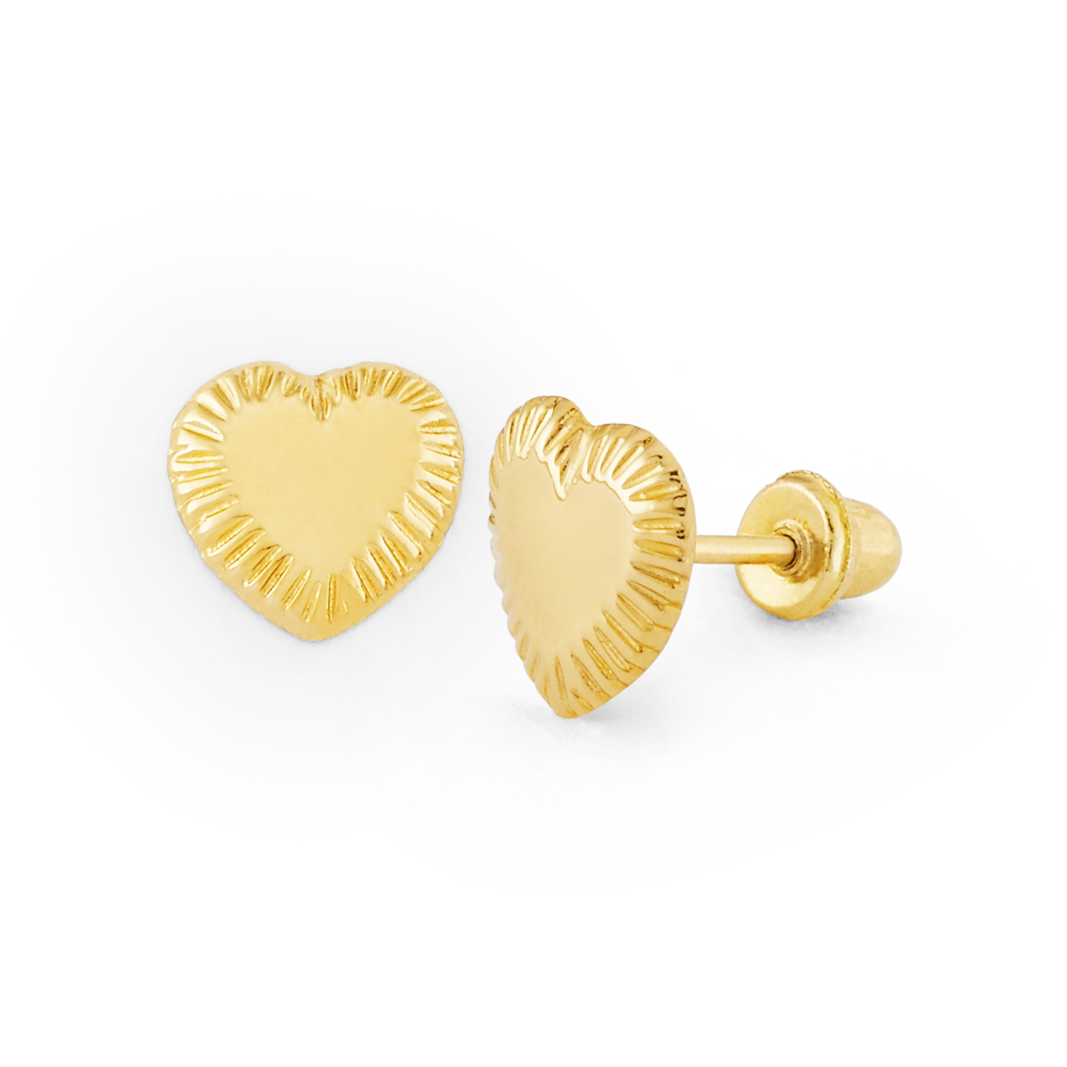 Small Ridged Gold Heart Stud