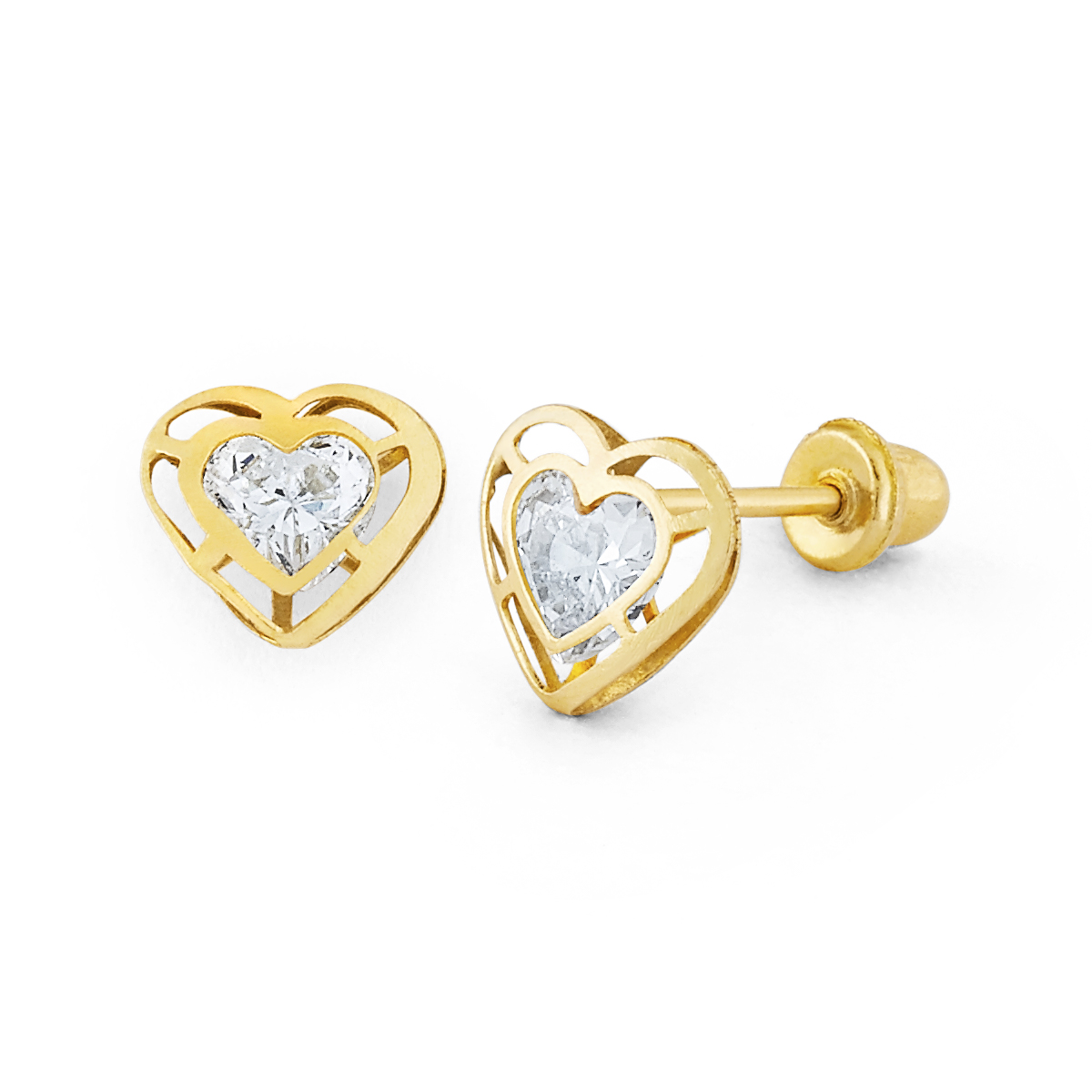 Open Frame Heart CZ Stud
