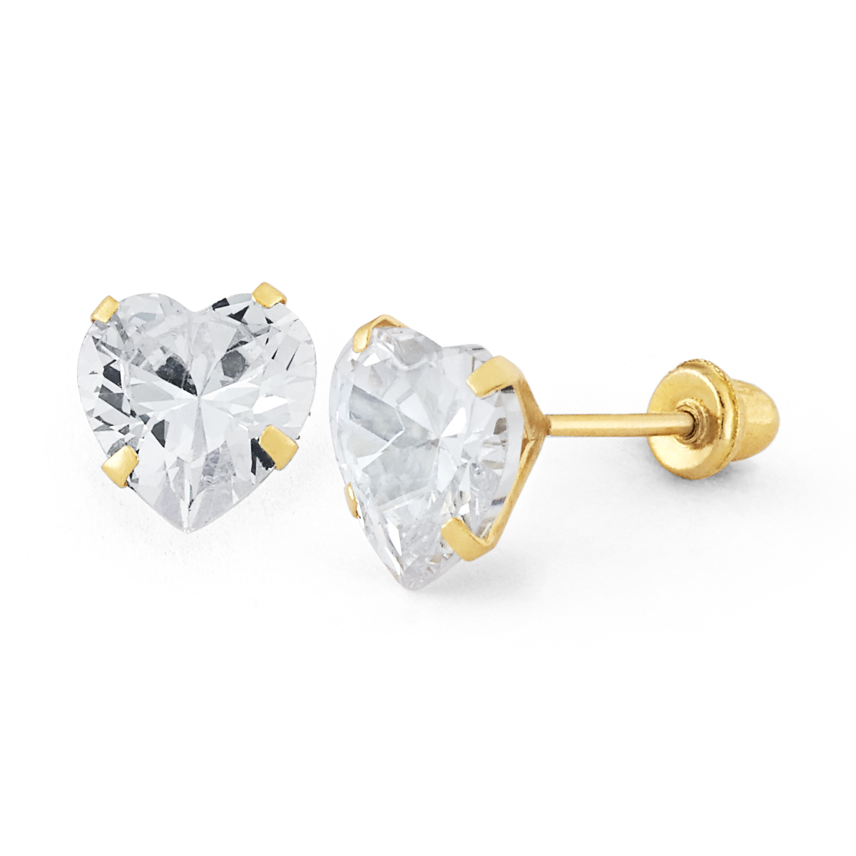 Classic Heart CZ Screwback Stud