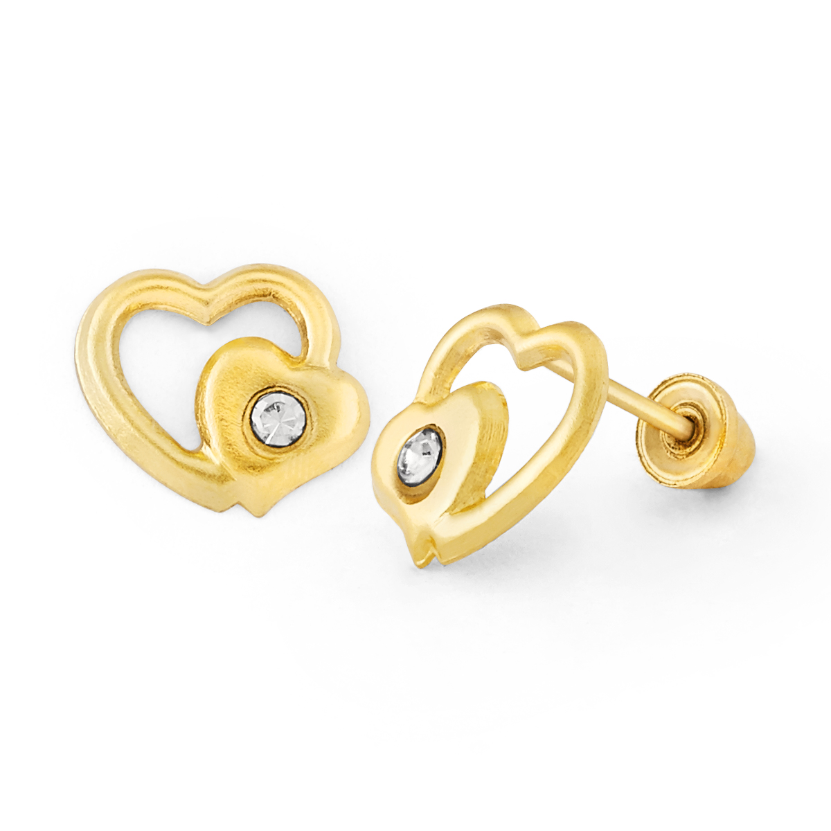 Swirl Heart CZ Stud