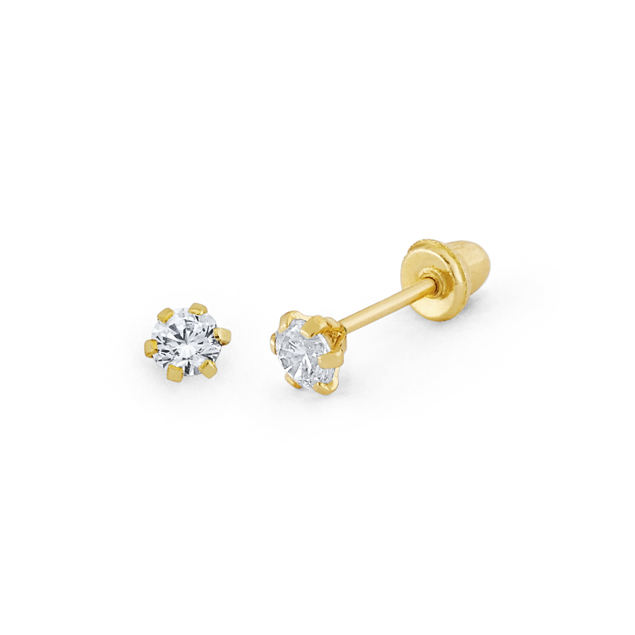 Small Floral 6Prong Round CZ Stud