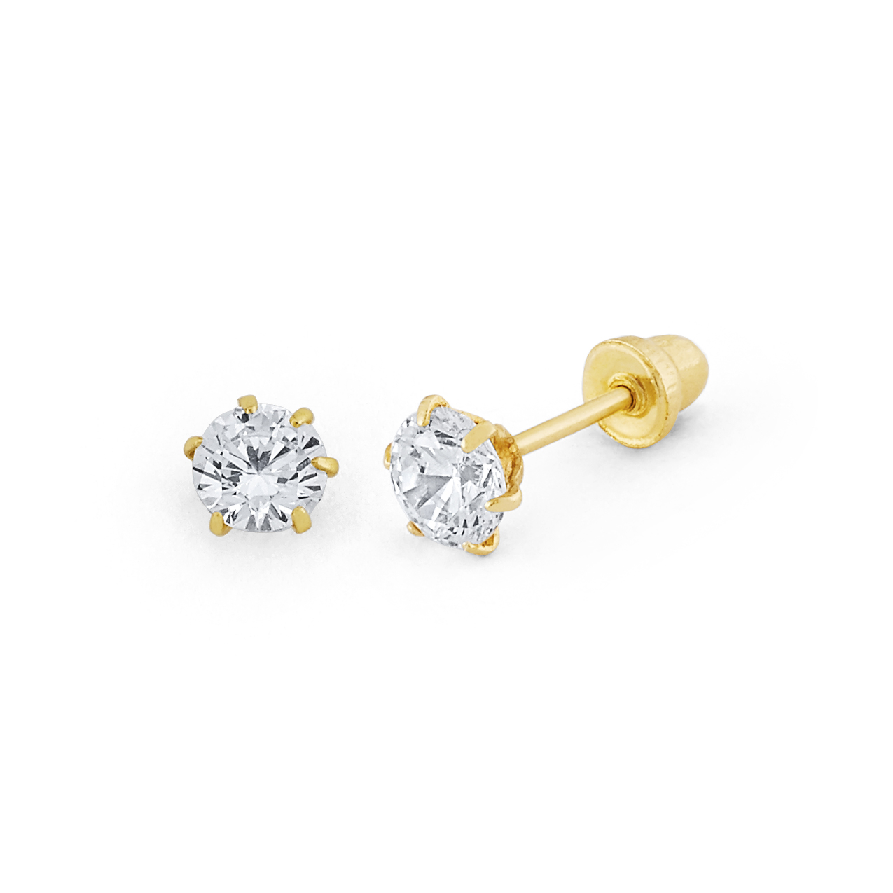 Medium Floral 6Prong Round CZ Stud