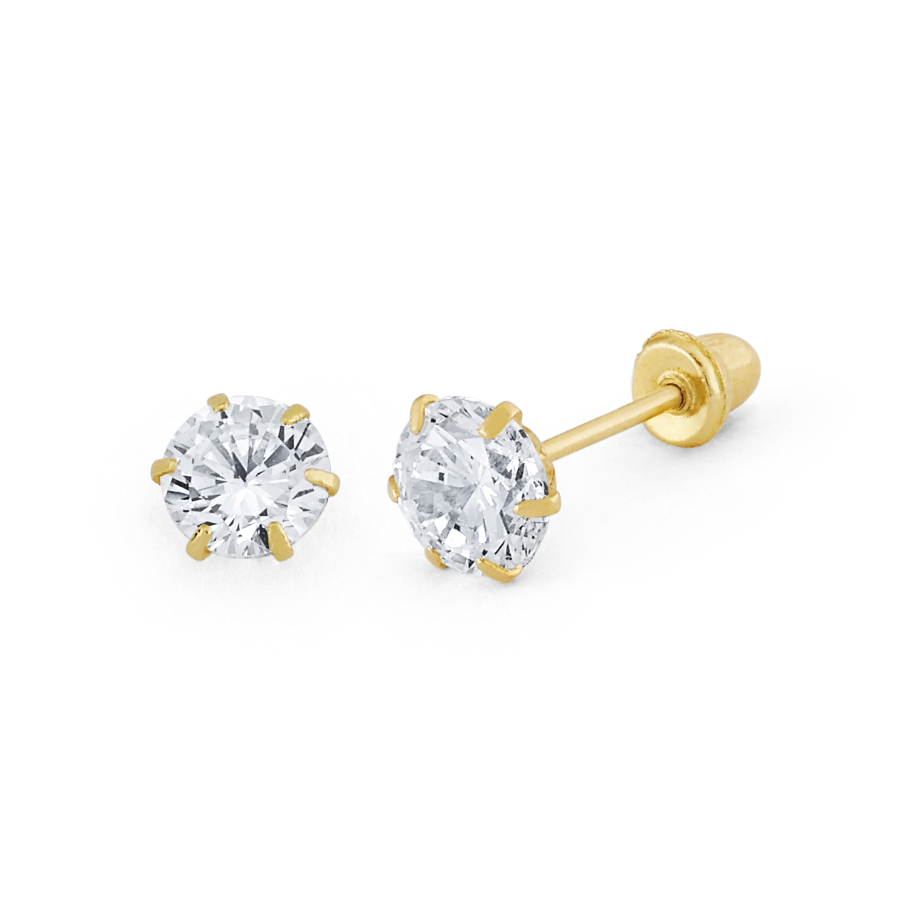 Large Floral 6Prong Round CZ Stud