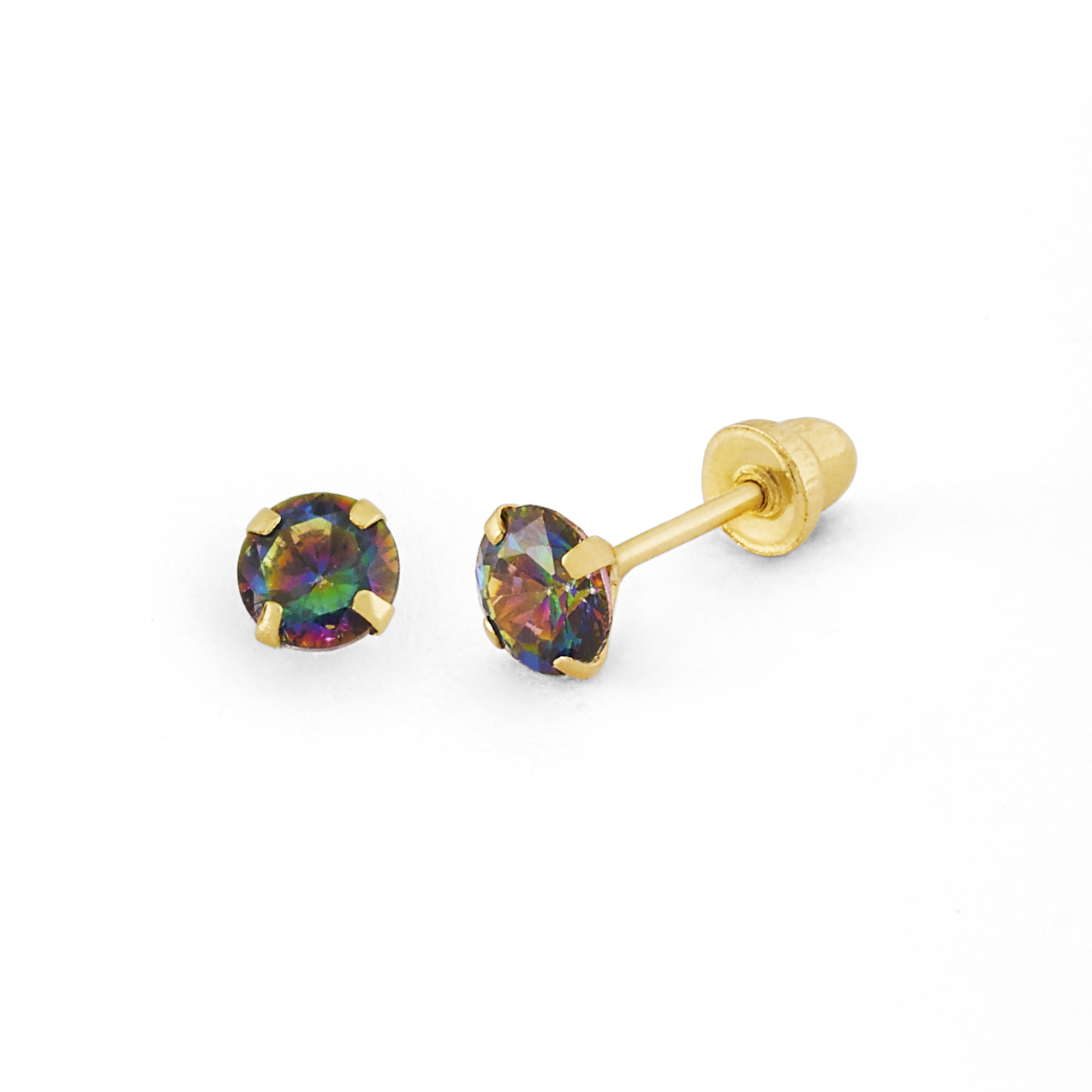 Small Rainbow Mystic Topaz Stud